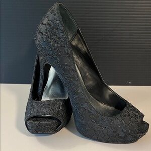 Elegant Black Peep-Toe Heels